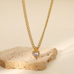 14k gold plated heart necklace cuban chain pendant necklace