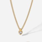 14k gold plated heart necklace cuban chain pendant necklace 3