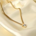 14k gold plated heart necklace cuban chain pendant necklace 4