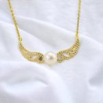 Fashionable Feather Necklace Angel Inlaid Pearl Necklace light 4