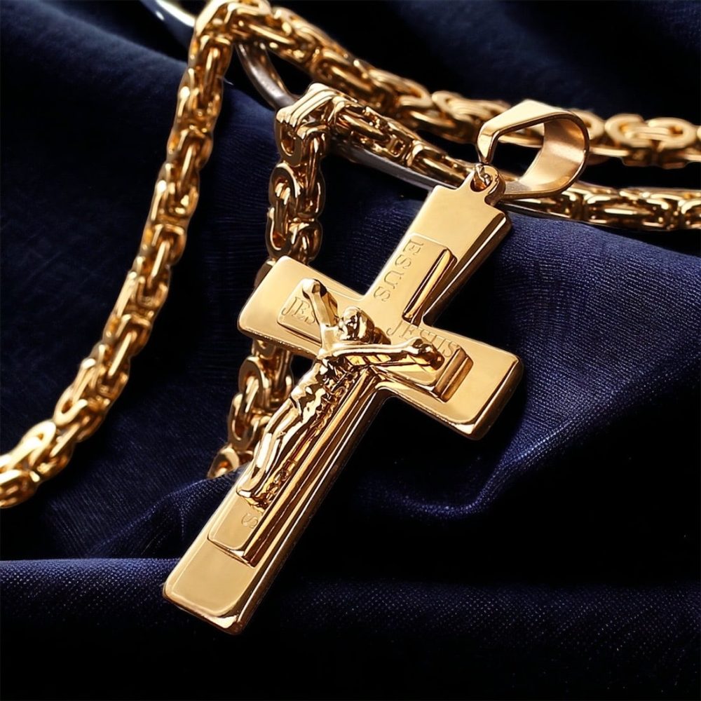 Gold Cross Pendant Necklace Titanium Cross Necklace   Unisex Religious Necklace   Symbolic Cross Pendant   Unisex Fashion Jewelry7