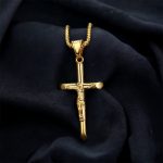 Gold Crucifix Necklace Titanium Steel Polished Pendant   Gold Crucifix Pendant   Crucifix Jewelry   Titanium Steel Necklace