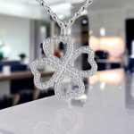 Hollow Diamond Four Leaf Clover Necklace European   American Style Jewelry   Silver Hollow Clover Necklace with Sparkling Diamonds1