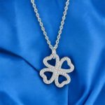 Hollow Diamond Four Leaf Clover Necklace European   American Style Jewelry   Silver Hollow Clover Necklace with Sparkling Diamonds2