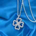 Hollow Diamond Four Leaf Clover Necklace European   American Style Jewelry   Silver Hollow Clover Necklace with Sparkling Diamonds3