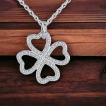 Hollow Diamond Four Leaf Clover Necklace European   American Style Jewelry   Silver Hollow Clover Necklace with Sparkling Diamonds5