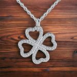 Hollow Diamond Four Leaf Clover Necklace European   American Style Jewelry   Silver Hollow Clover Necklace with Sparkling Diamonds7