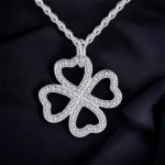 Hollow Diamond Four Leaf Clover Necklace European   American Style Jewelry   Silver Hollow Clover Necklace with Sparkling Diamonds8