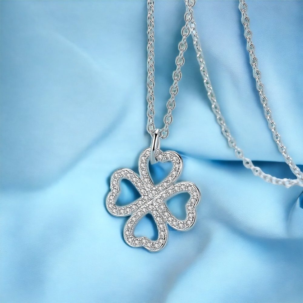 Hollow diamond Four leaf clover necklace European   American Style Necklace light 6