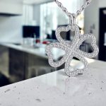 Hollow diamond Four leaf clover necklace European   American Style Necklace light 9