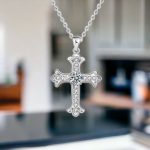 Sterling Silver Cross Necklace Iconic Heart Shaped Pendant Necklace   Geometric Cross Necklace   Trendy Pendant   Modern Geometric Pendant8