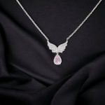 Waterdrop Gemstone Feather Wing Necklace Zircon Jewelry   Feather Wing Necklace with Zircon Gem   Waterdrop Gem Feather Wing Necklace2