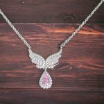 Waterdrop Gemstone Feather Wing Necklace Zircon Jewelry   Feather Wing Necklace with Zircon Gem   Waterdrop Gem Feather Wing Necklace4