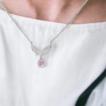 Waterdrop Gemstone Feather Wing Necklace Zircon Necklace light 8