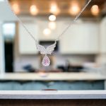 Waterdrop Gemstone Feather Wing Necklace Zircon Necklace light 9