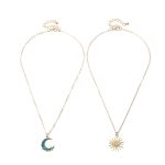 blue gold sun moon necklace stainless steel pendant necklaces