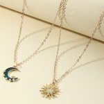 blue gold sun moon necklace stainless steel pendant necklaces 2