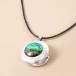 nebula aurora mountain locket necklace vintage style necklaces 2