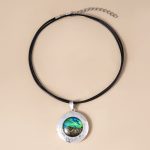 nebula aurora mountain locket necklace vintage style necklaces 4