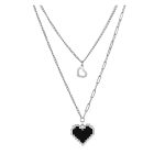 Double layer Pixel Black Heart Necklace2