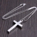 Polished Silver Cross Necklace2