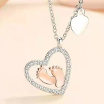 Baby Footprints Heart Pendant Necklace