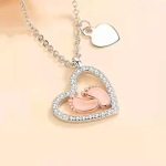 Baby Footprints Heart Pendant Necklace 3