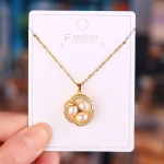 Rotating Pearl Flower Pendant Necklace 3