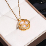 Rotating Pearl Flower Pendant Necklace 4