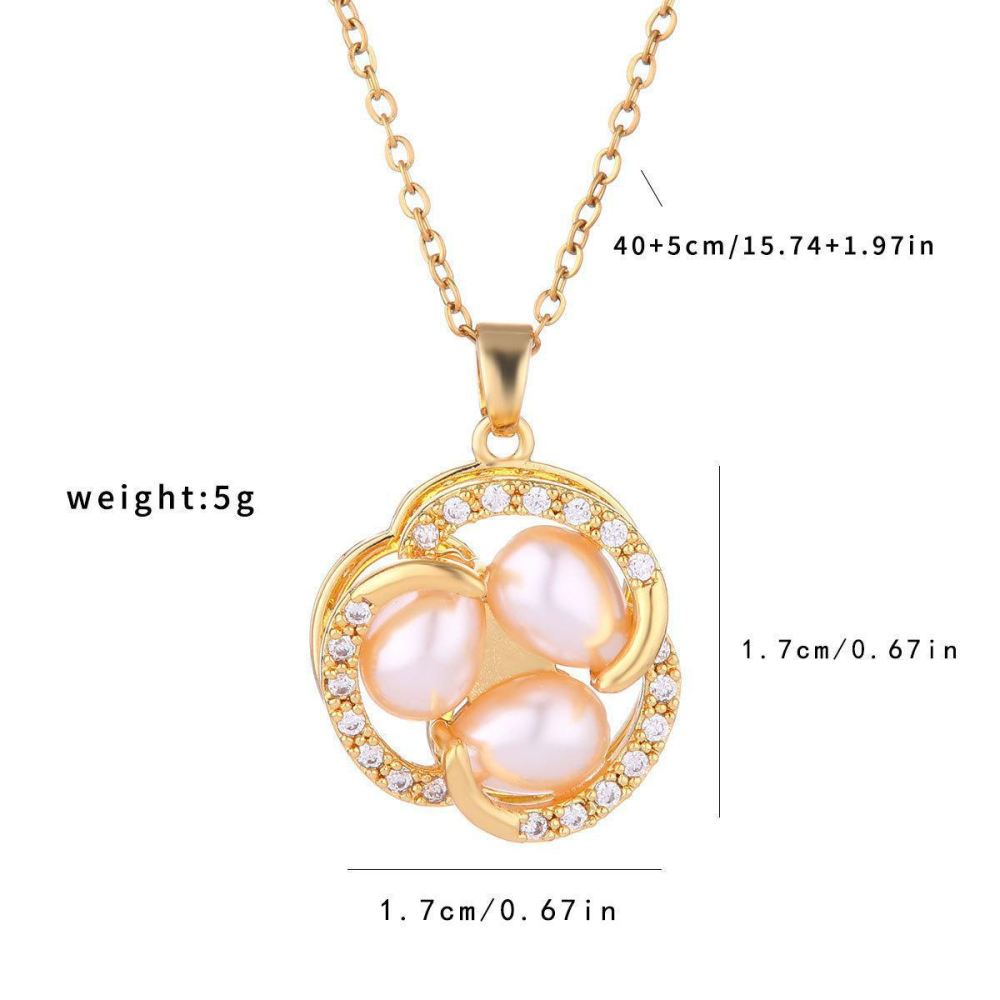 Rotating Pearl Flower Pendant Necklace 6