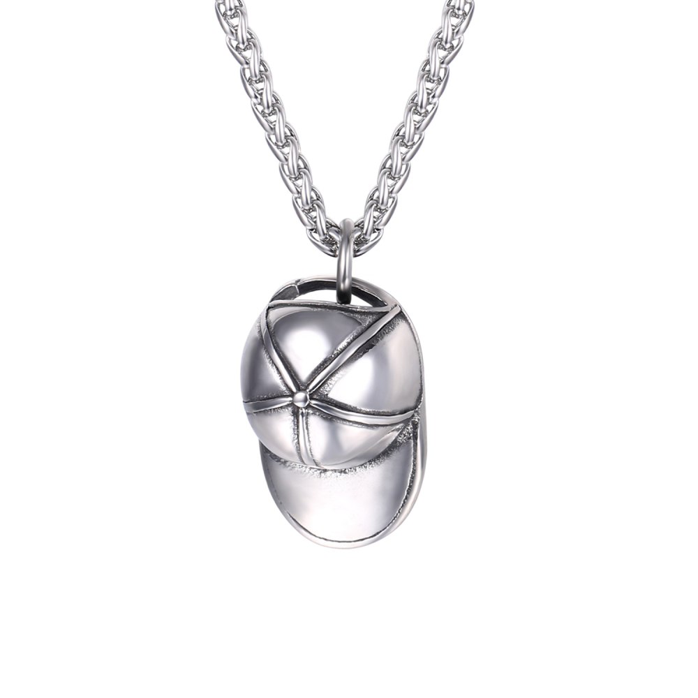 Stainless Steel Cap Shaped Pendant Mens Necklace 2 1